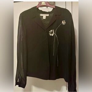 Josephine Chaus Black Embroidered Knit Jacket